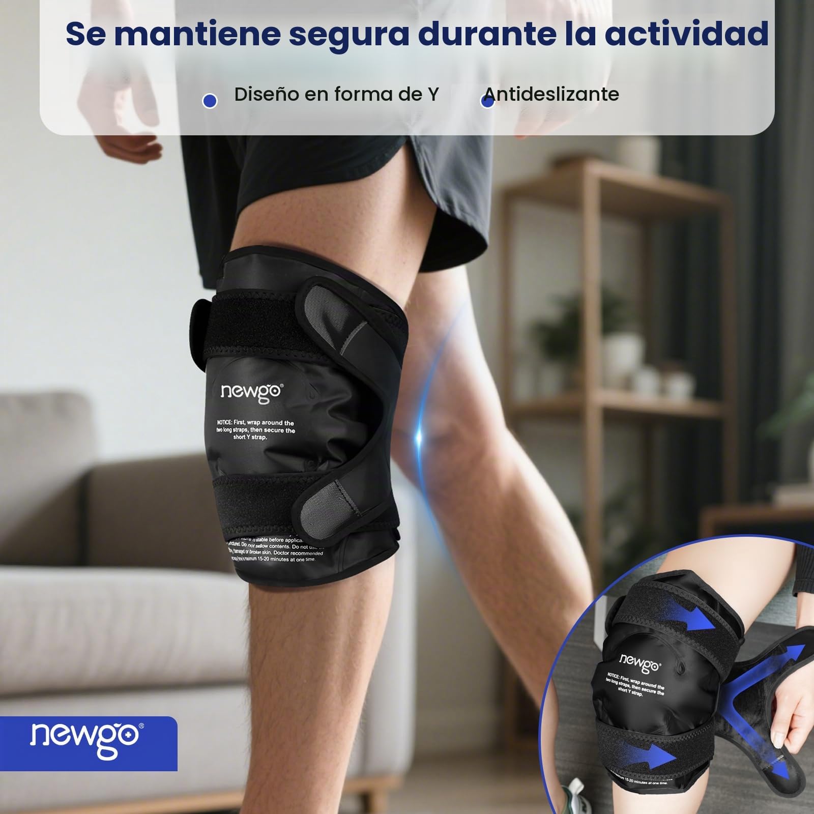 NEWGO Rodillera de Hielo con Gel Frío para Rodilla | Reutilizable Terapia Caliente y Fría - Alivio para Dolor de Rodilla, Lesiones, Hinchazón y Cirugía (Negro)