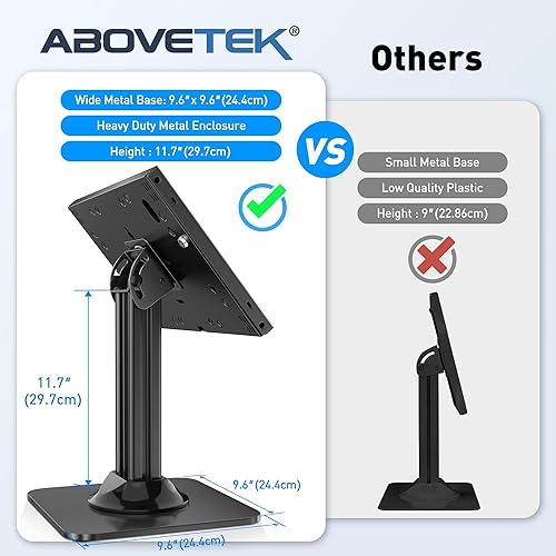 Miniatura 8 de AboveTEK Soporte de quiosco antirrobo para iPad  Soporte de seguridad para iPad POS y soporte de tableta con bloqueo  Base resistente, giro de 360,