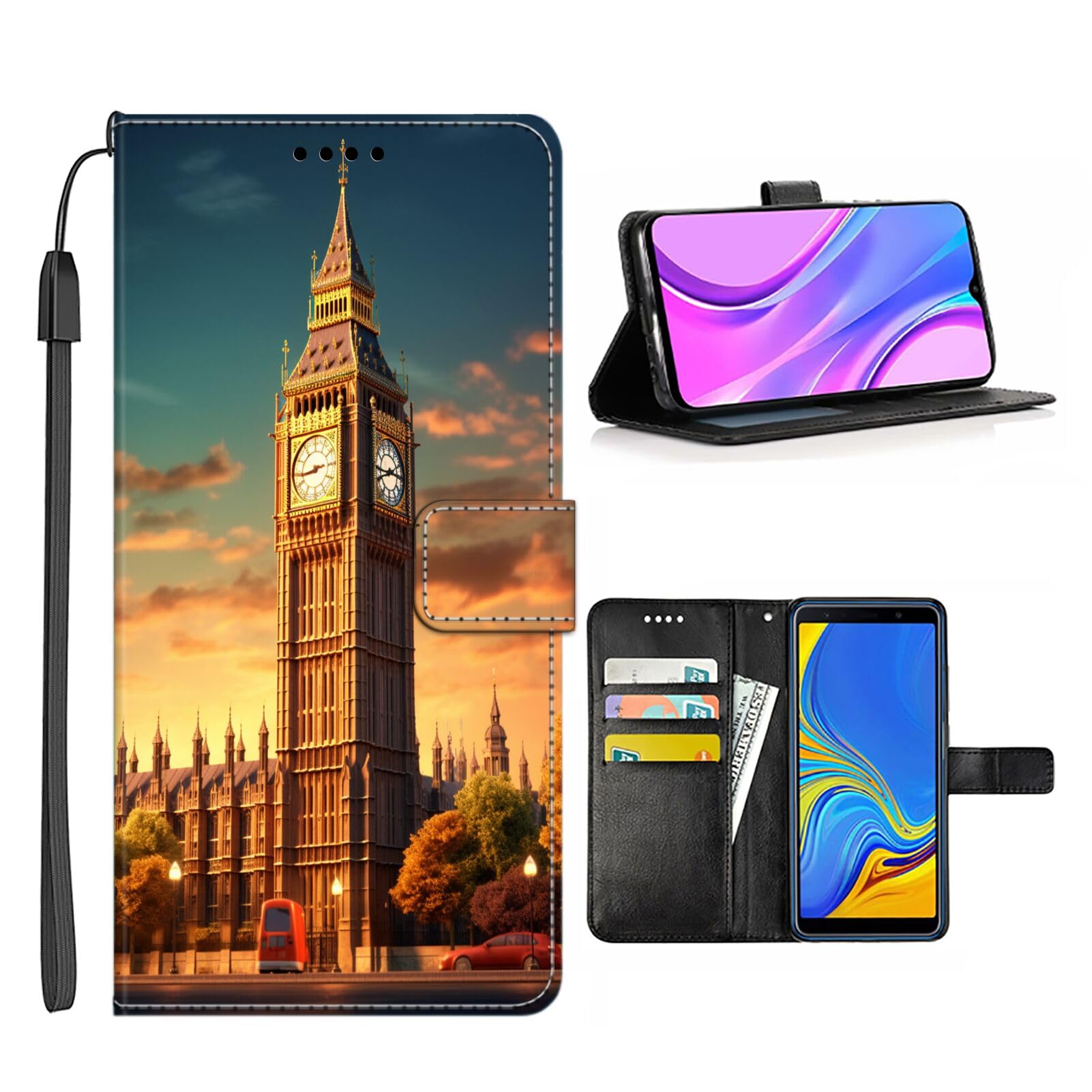 DAFEI Wallet Case for LG G5 with Big Ben Designer-Art cc10 Pattern PU Leather Flip Folio ID&Credit Cards Pocket Lanyard