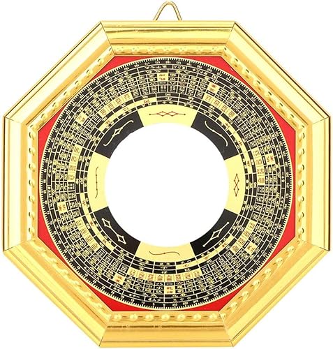 STBVIE Bagua Miroir Feng Shui Dent Convexe, Ornement en Bois de Bénédiction Chanceuse Traditionnelle Talisman Taoïste for la Décoration de la Maison Ornement d'affaires