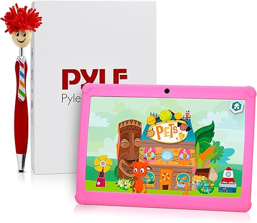 Pyle Tablet Android de 10.1 pulgadas con pantalla HD de 1080p, cámara dual, compatibilidad WiFi, procesador de cuatro núcleos, tableta infantil de