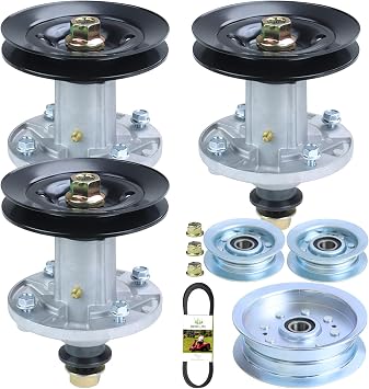 3PK GY21098 Spindle with GX22616 Pulley GY20629 GY20067 Pulley Belt | Replace AUC15811 GY20454 GY20867 GY20962 GX21833 Belt for John Deere D140 D155 D160 E140 E150 E160 E170 LA145 S140 S160 S170
