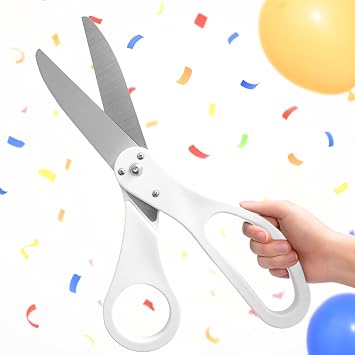 20 Inch Giant White Sharp Ribbon Cutting Scissors - Oversized Grand Opening Scissors Big Ribbon Cutting Ceremony for Inaugurations Business Openings and Special Events