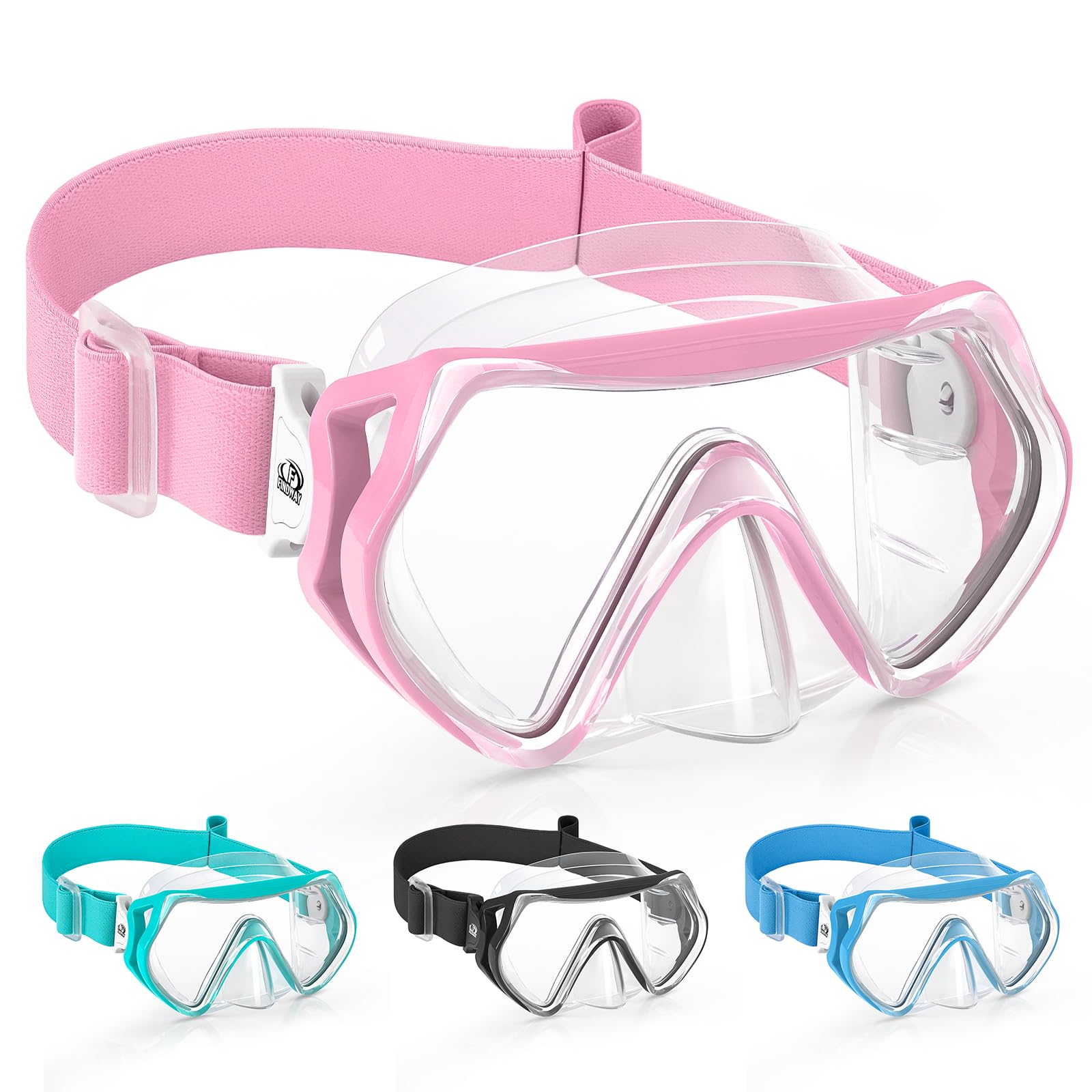 Findway Taucherbrille Kinder mit Stoffband,Schnorchelmaske Kinder Schwimmbrille für Jungen Mädchen,Anti Nebel Anti-Leck 180°Panorama HD Tauchmaske mit Nasenabdeckung,für 6-16 Jahre