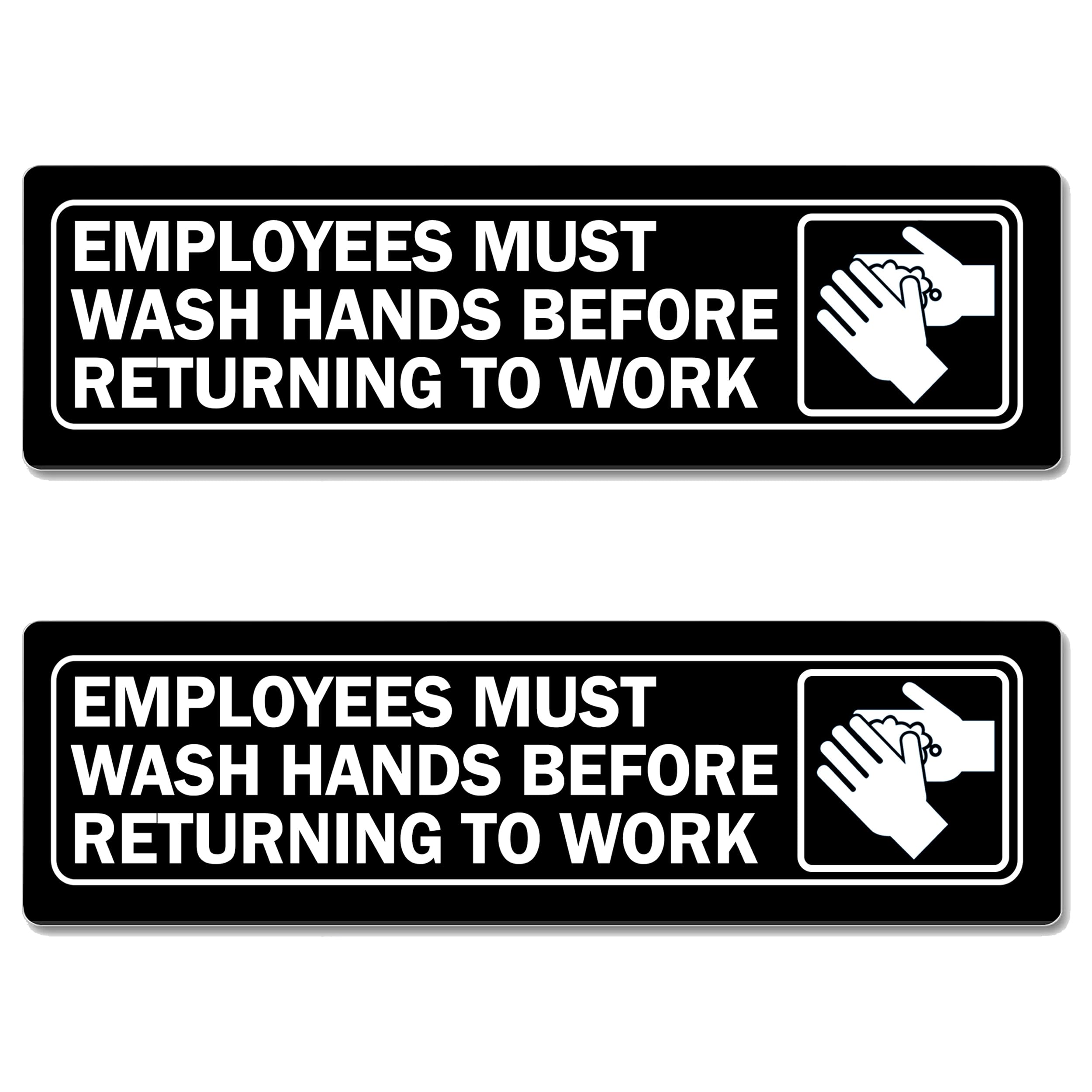 Employees Must Wash Hands Restroom Bathroom Sign for Door Metal Business Retail Store Self Adhesive Aluminum Peel and Stick 8x2 Inch Indoor/Outdoor (2