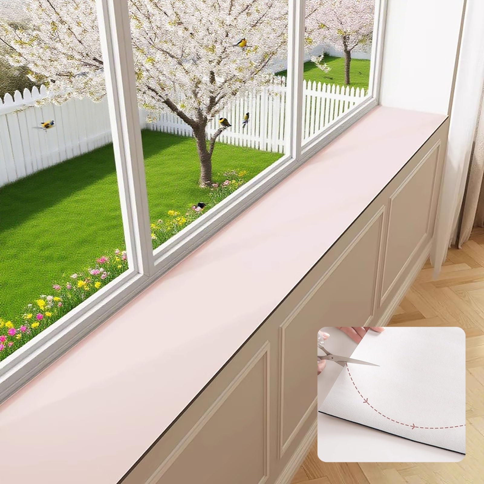 ZJHAHJY Cuttable Diatomaceous Earth Mat Non-Slip, Narrow Absorbent Window Sill Cushion, Scratch Seat Protector for Bay Windows Balconies Kitchen(Pink,140x20cm(55x8in))