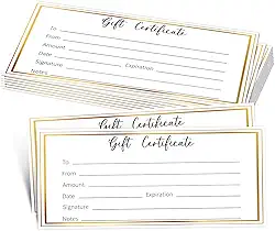 25 vales de presente dourados para empresas, vale de presente em branco para salão, spa, restaurantes, casamento, aniversário, Natal, vouchers personalizados para clientes, 9 x 20 cm - 33 cm