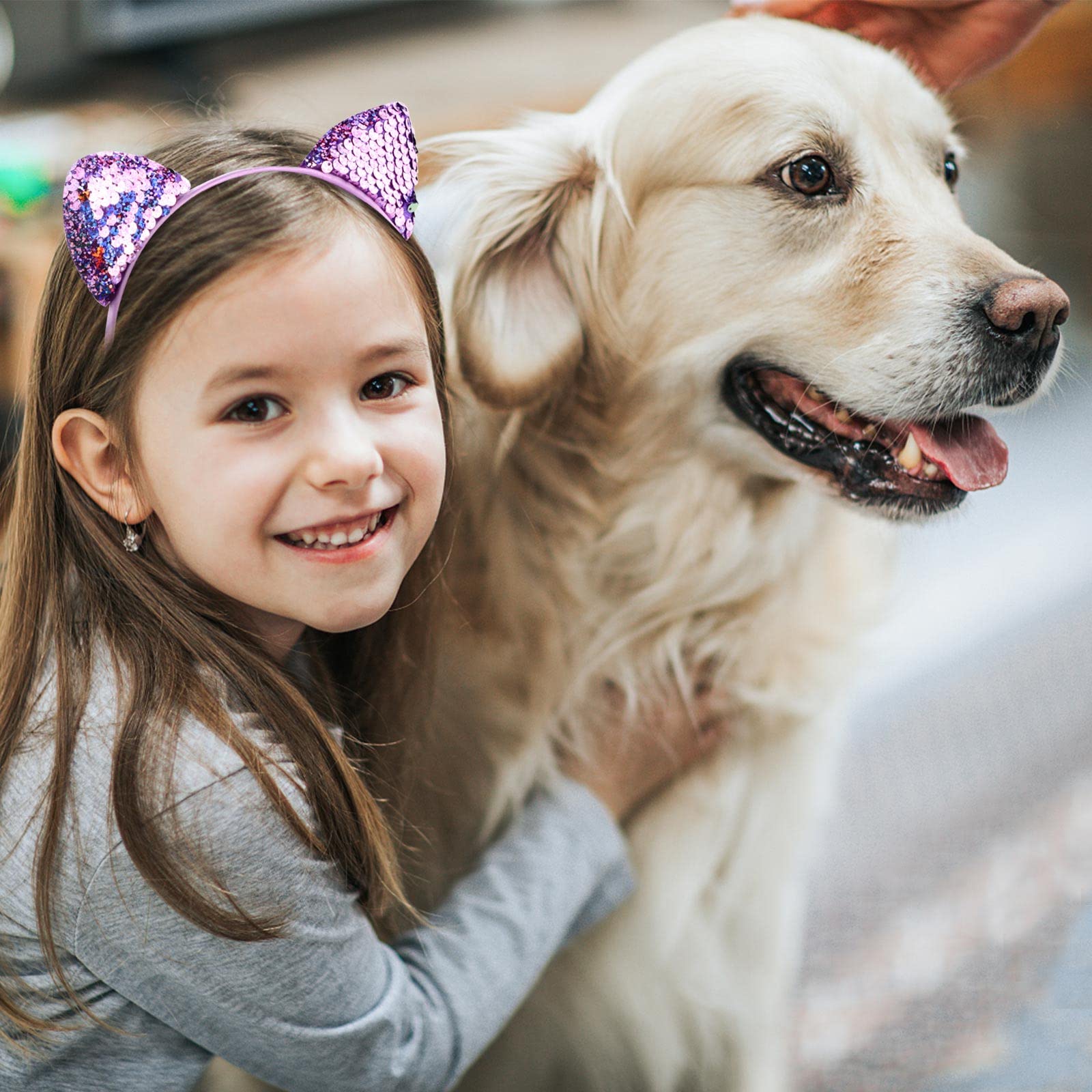 Cerchietti Orecchie Gatto Con Glitter - 8 Pezzi Colorati, Per Donne E Bambine, Perfetti Per Feste E Quotidiano - Foto 2