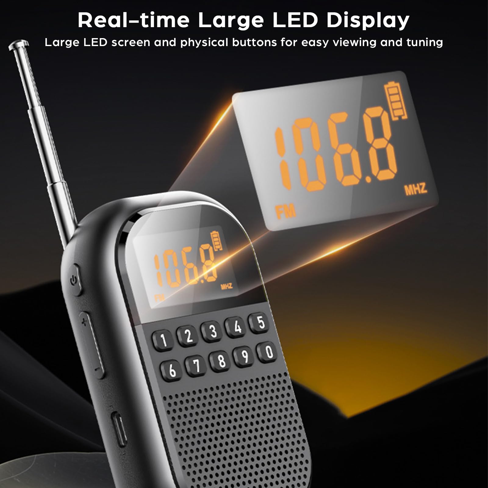 Pocket Dab/Dab Digitale Radio, Persoonlijke Radio-Ontvanger Bluetooth Mp3-Speler Inbegrepen Oortelefoon, Klok, Alarm, Oplaadbare Batterij, Lcd-Scherm, Draagbare Draagbare Radio