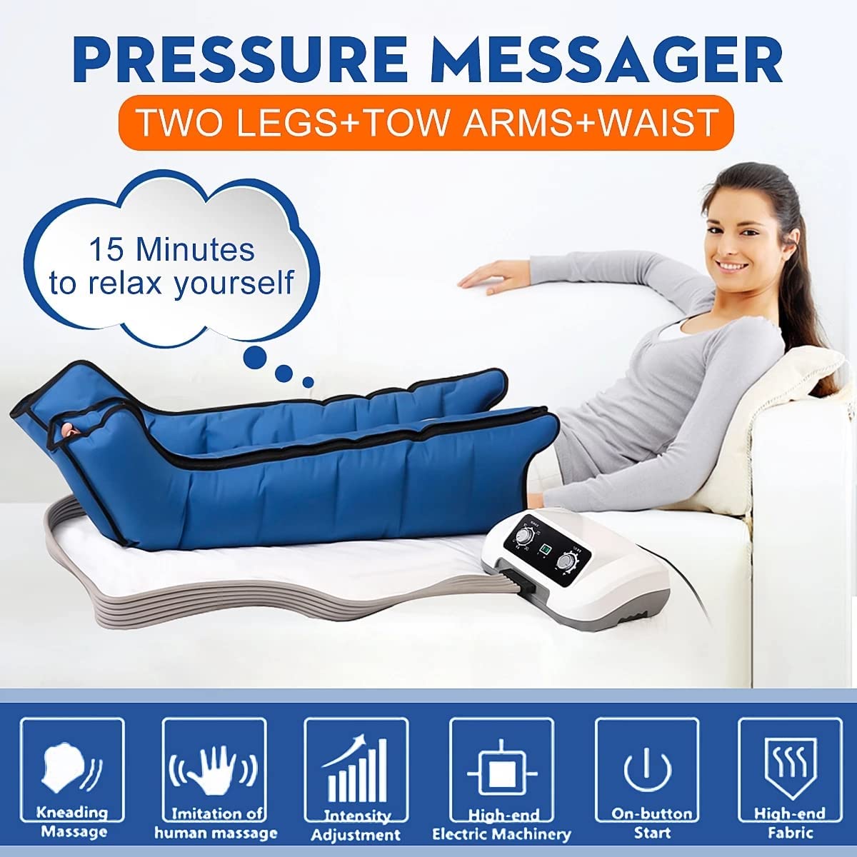 Masaje de compresión de piernas circulantes, masaje de piernas con compresión de aire secuencial, sistema de tratamiento de circulación sanguínea y linfática, botas de recuperación de pies y piernas