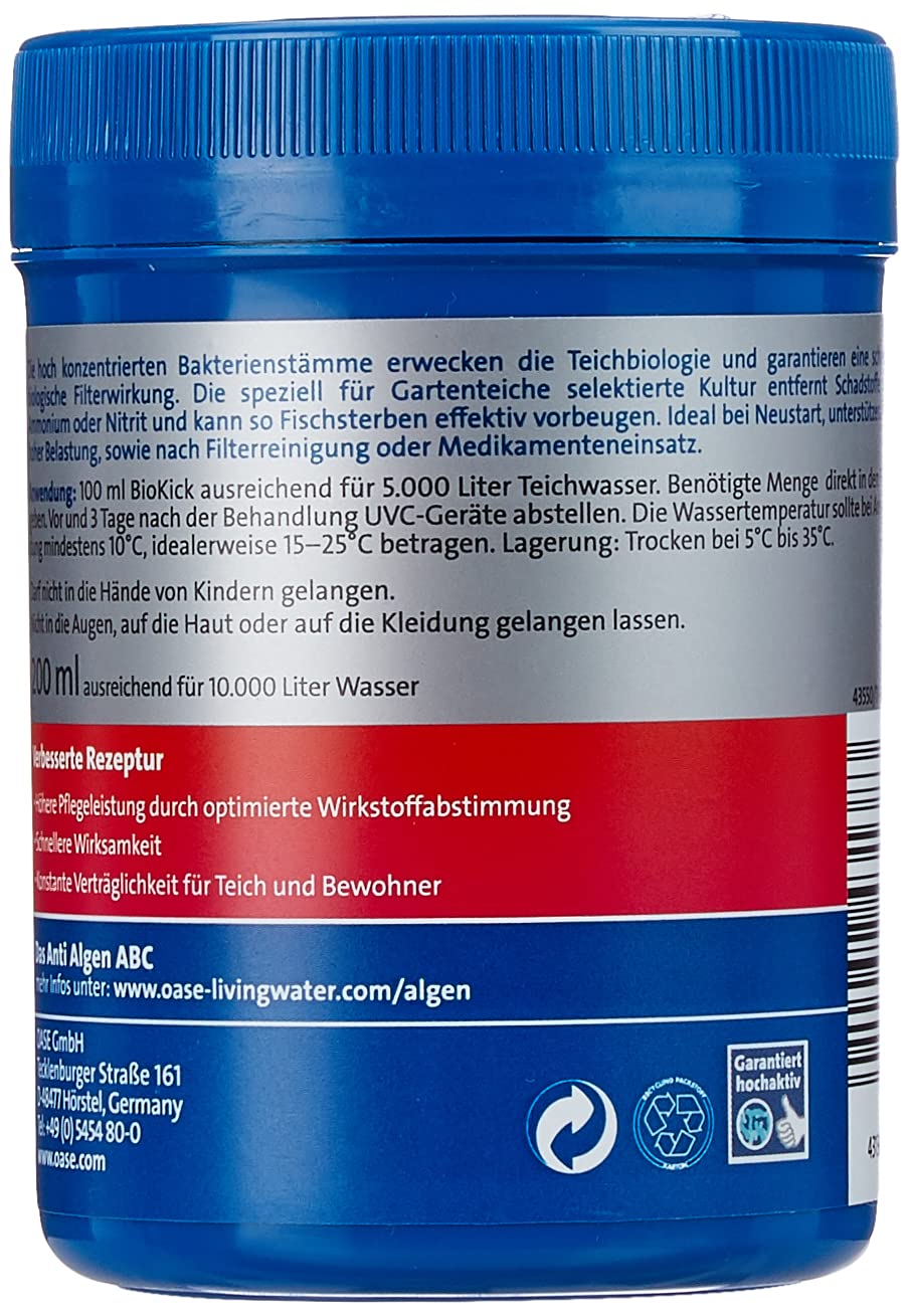 OASE 50455 Druckfilter BioPress Set 10000 & 43138 AquaActiv BioKick 200 ml für 10.000 l - Teichbakterien Starterbakterien für Fischteich Gartenteich Schwimmteich