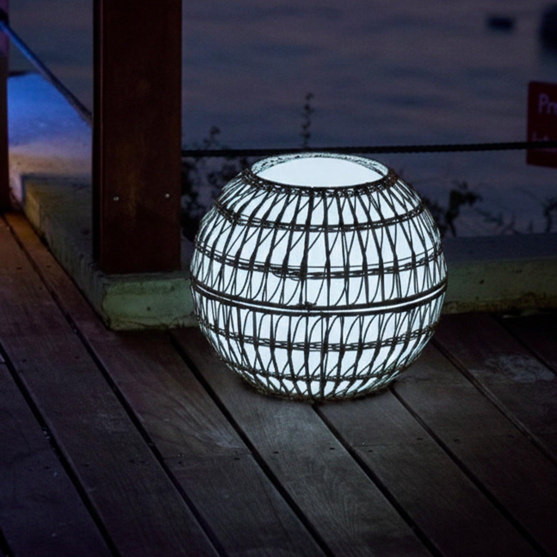 Sfera luminosa cablata con guscio poly rattan rimovibile per esterno LED bianco BOBBY W40 DRESS ∅40cm attacco E27