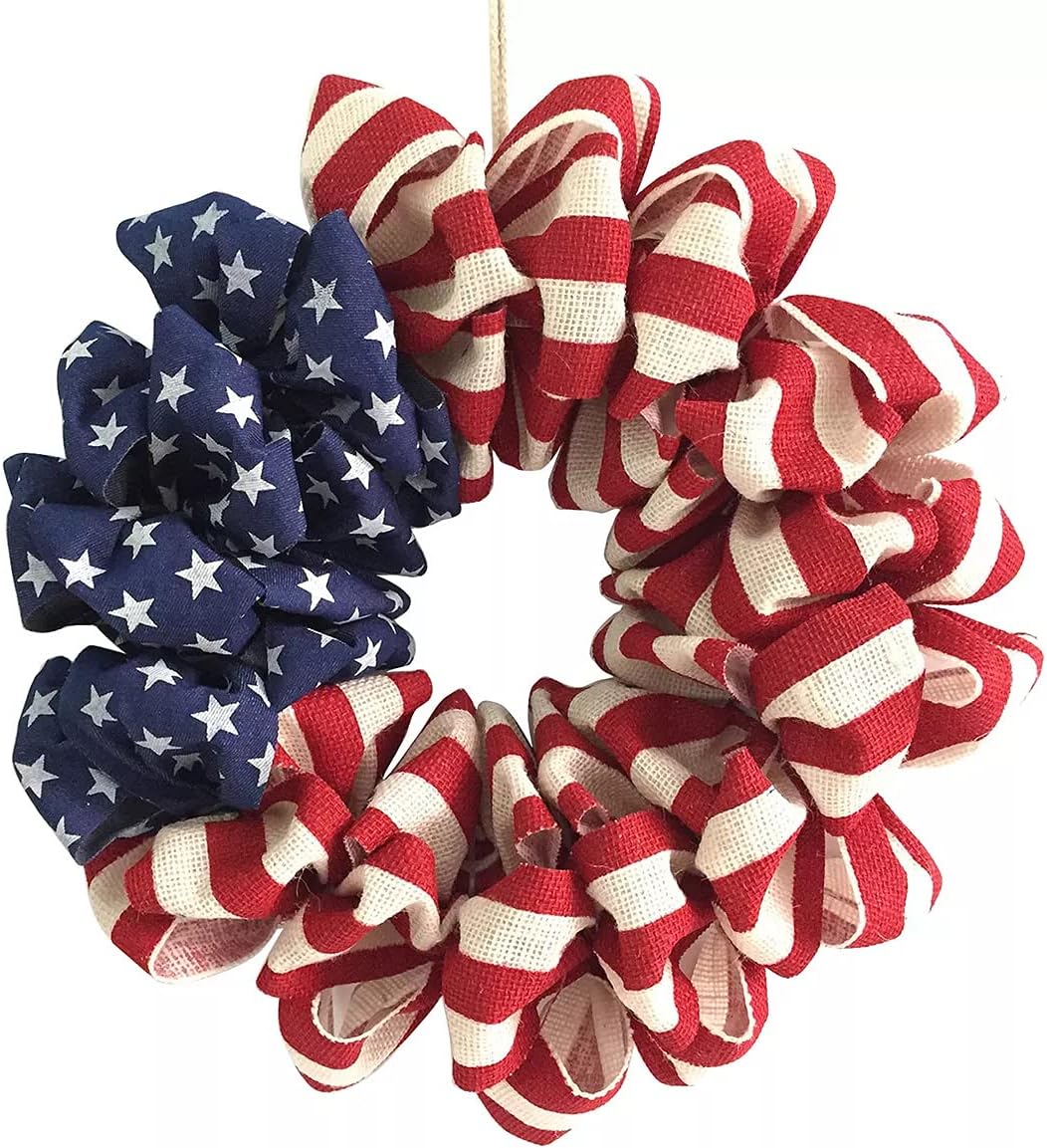 Amazon.com: Yunlly 16 Inch Patriotic Wreath for Front Door American ...