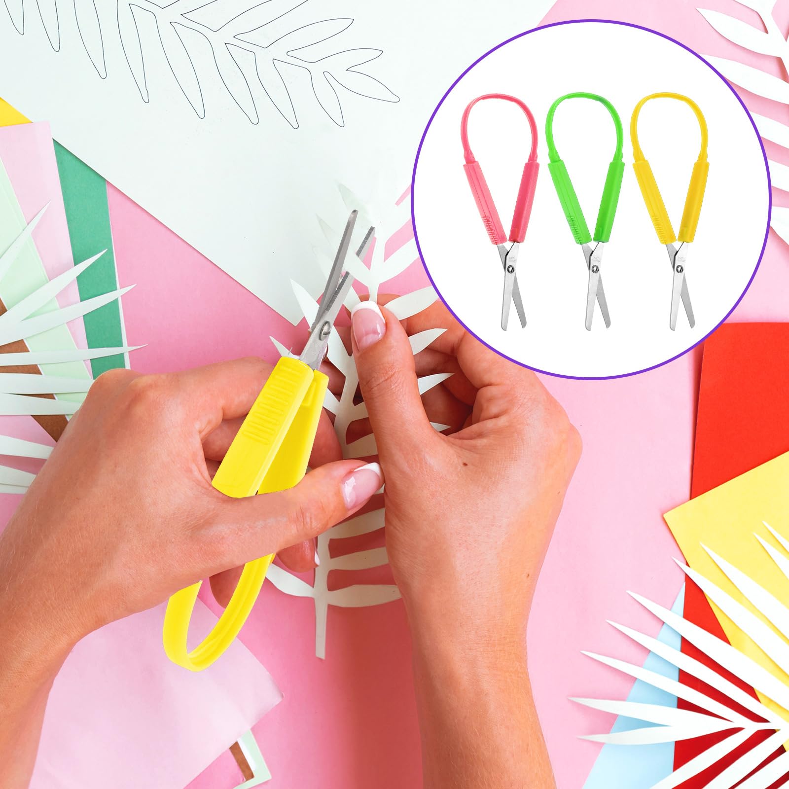 Set 3 Forbici Sicurezza Autoapribili Per Bambini | 14 Cm Con Anelli Colorati | Adatte Per Scuole E Esigenze Speciali - 5