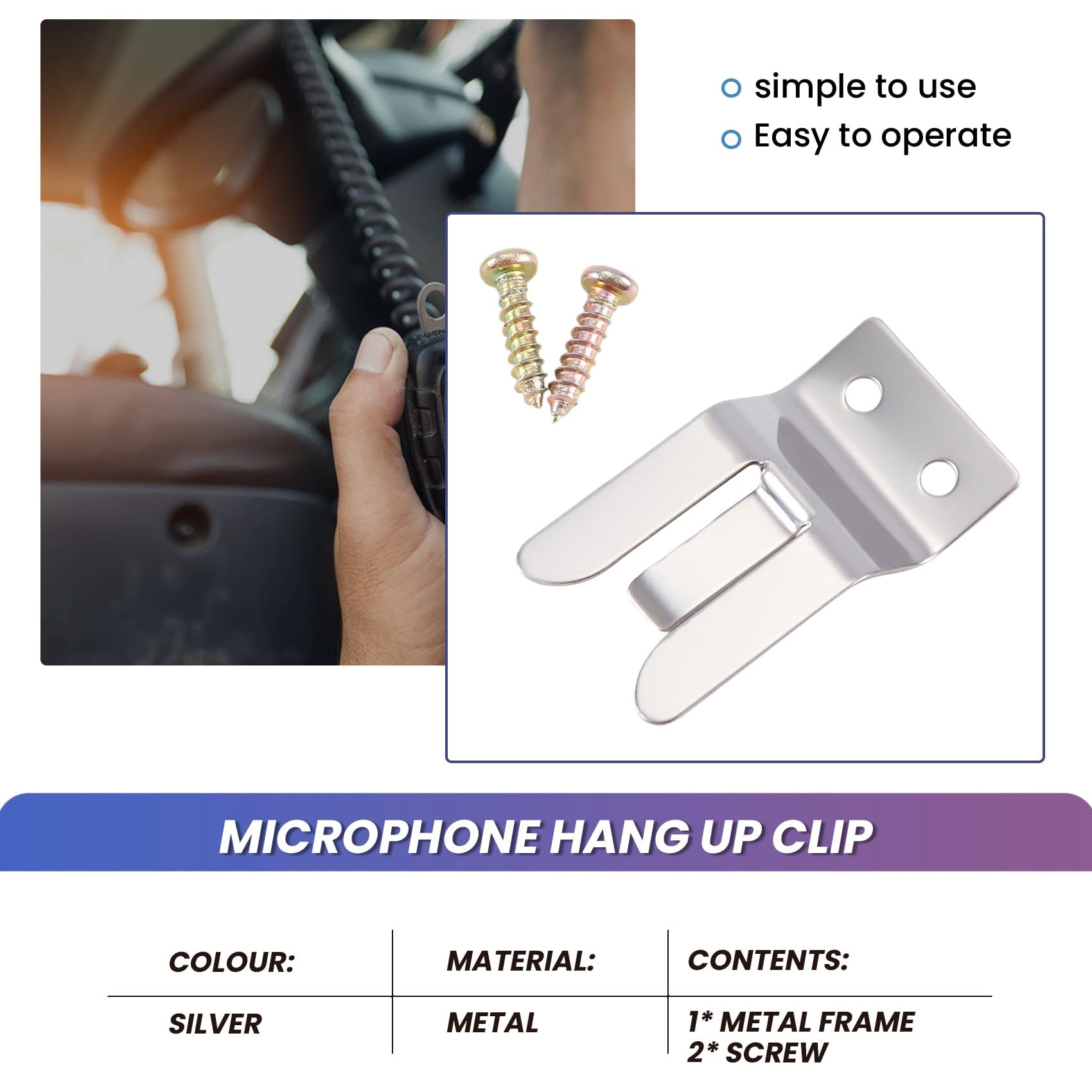 Heaviesk Metall-Mikrofonhalter/Clip - Einschrauben für CB/Ham Radio