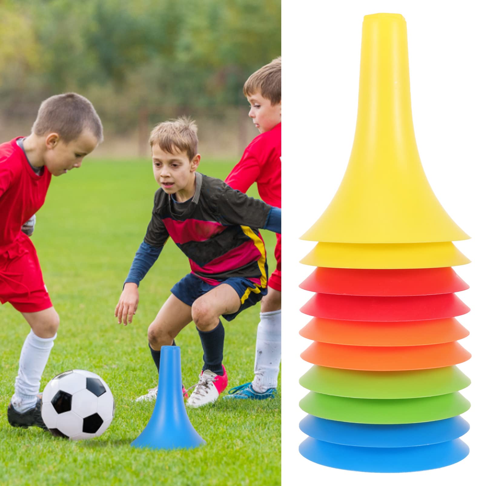 VANZACK 10 Piezas Barricada De Bocina De Fútbol Conos De Agilidad Deportiva Conos De Patinaje sobre Ruedas Conos De Plastico para Entrenamiento Mini Fútbol Universal Accesorios Páginas