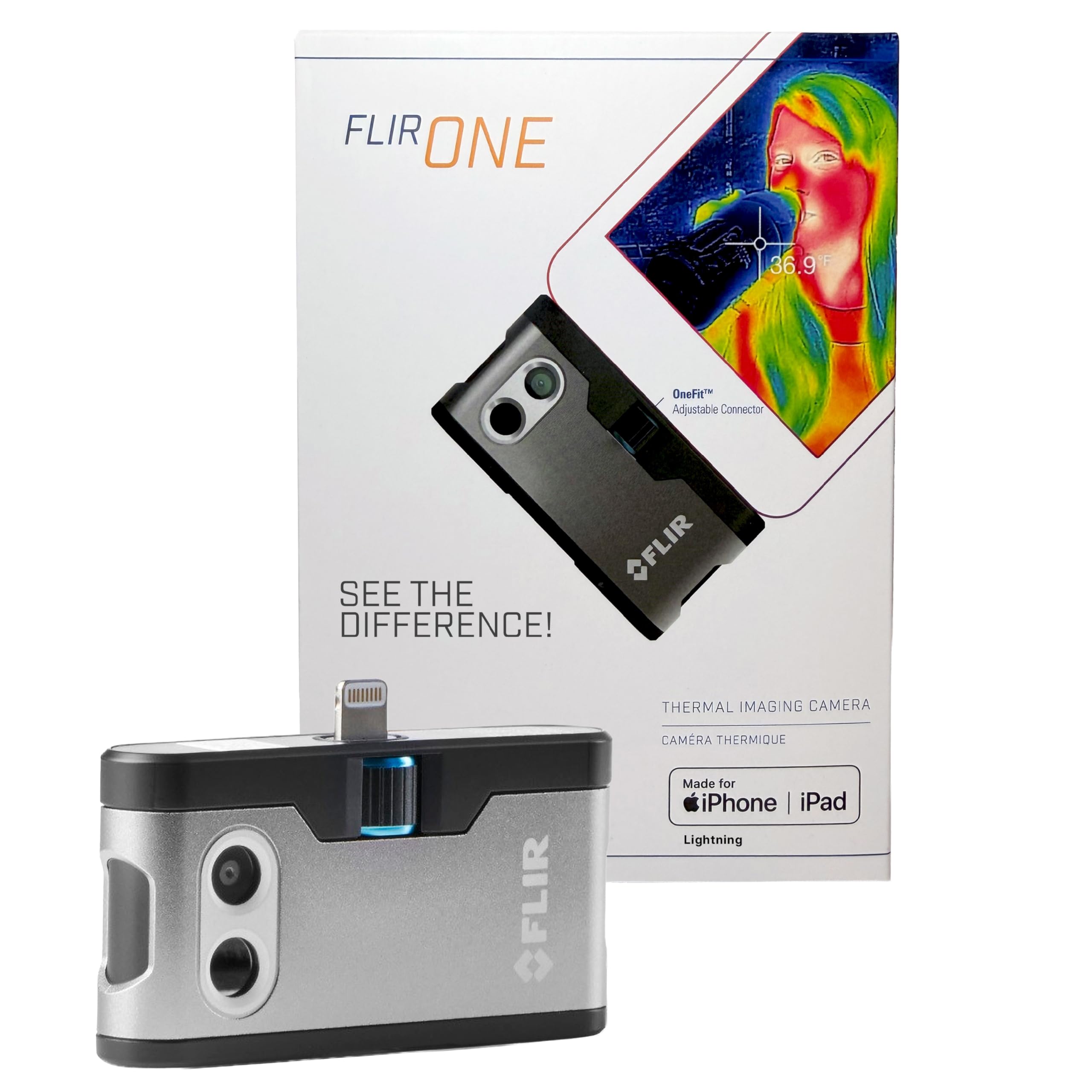 One - Thermal Imaging Camera for iOS Smartphones (iPhone 14 and Older w/Lightning Port), 240x180 Super Resolution (80x60 Native IR)