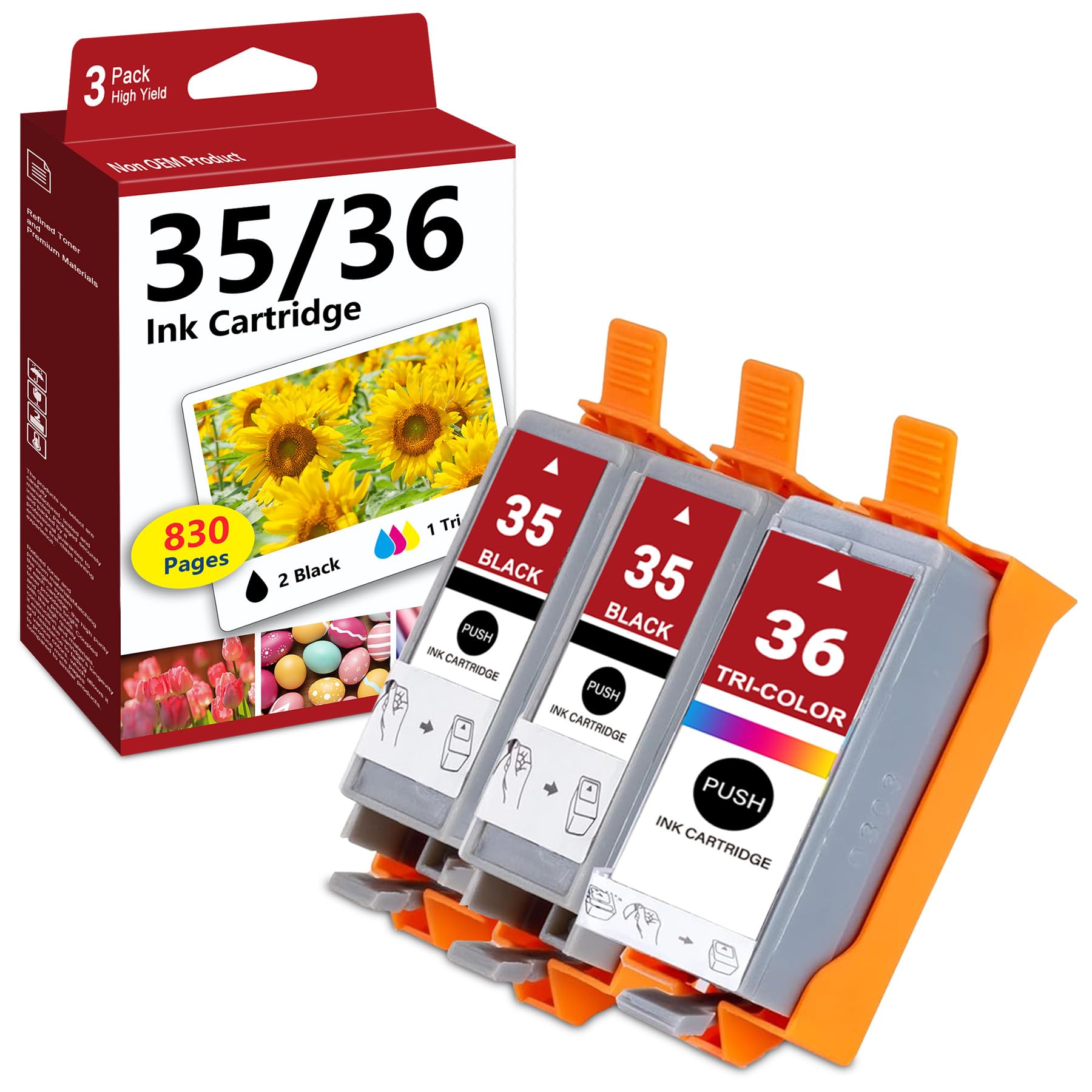 TANFENJR PGI-35/CLI-36 Ink Cartridge Vaule Pack Ink Cartridge Compatible Replacement for Canon 35 36 Ink Cartridges PIXMA iP100 iP110 TR150 Printer