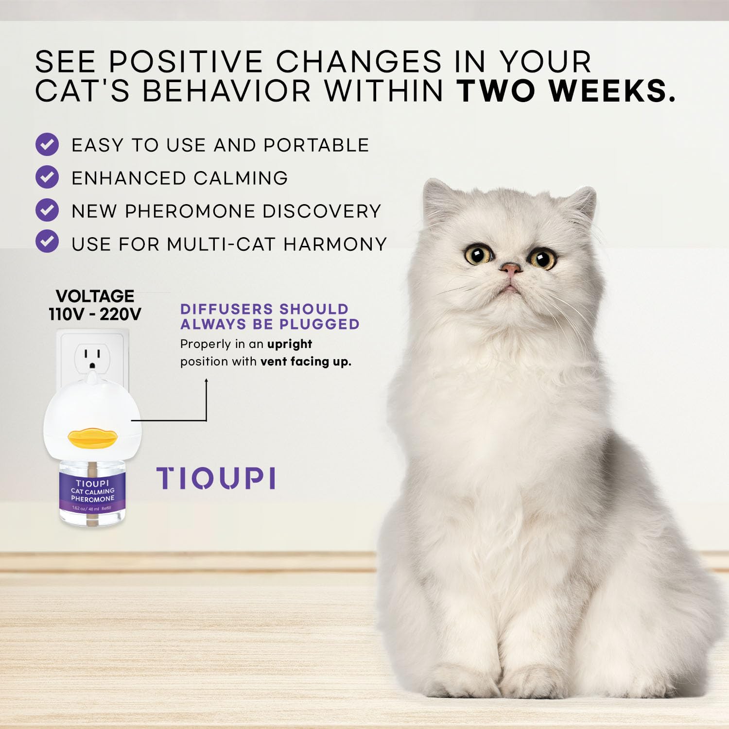 Lot de 2 diffuseurs apaisants de phéromones de chat de qualité supérieure - Soulage le stress et l'anxiété pour chats