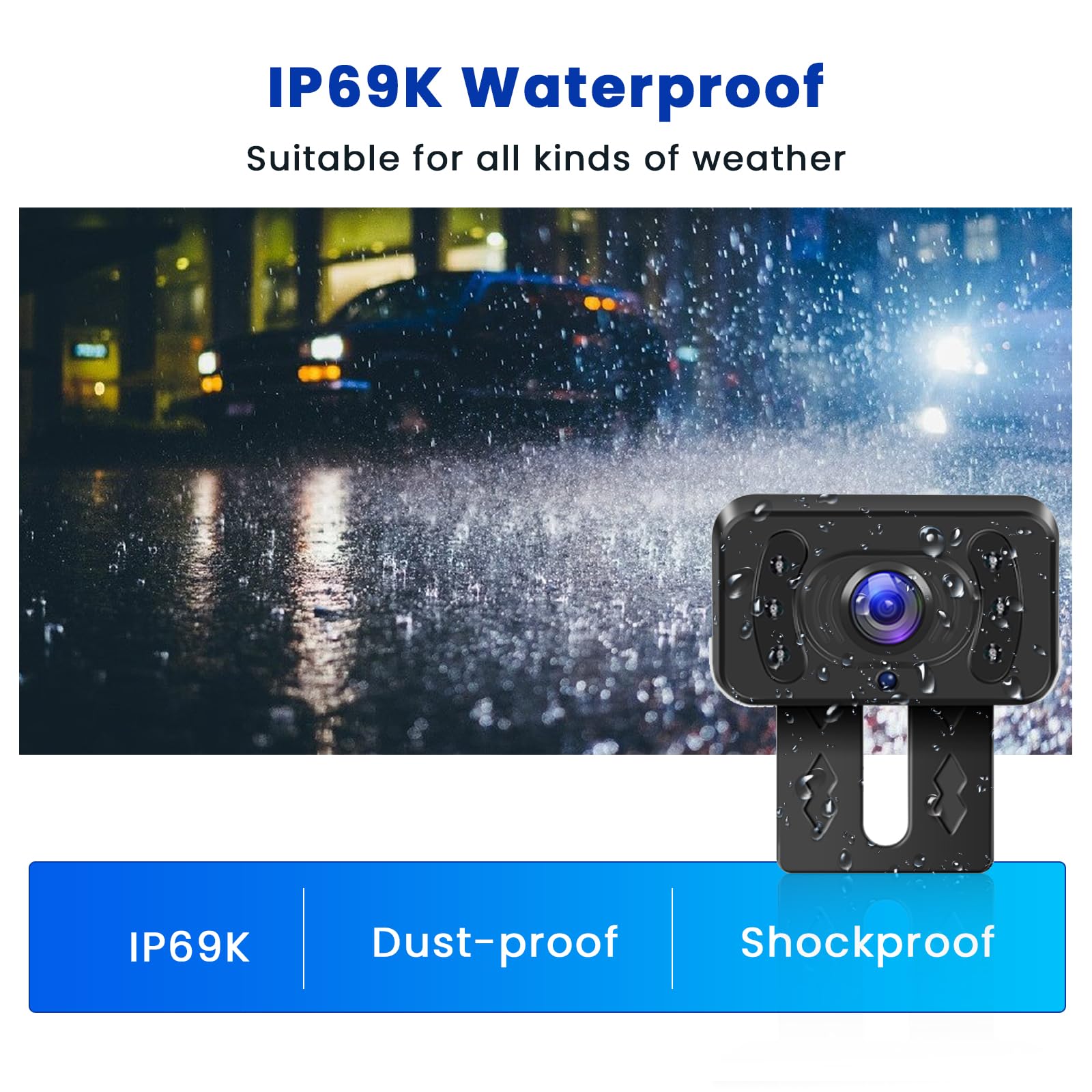 Inefala Kit de Monitor de Cámara de Marcha Atrás Inalámbrico con Pantalla de 5 Pulgadas, IP69 Impermeable Visión Nocturna Camaras de Visión Trasera Reversa para Camiónes, Remolques, Coches, RV