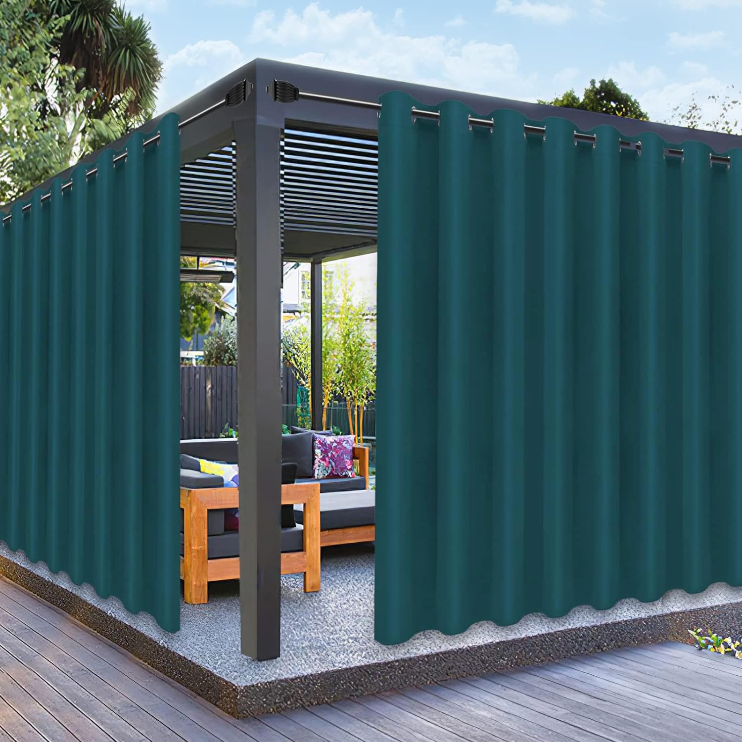 PureFit Outdoor Curtains for Patio Waterproof Weatherproof, UV and Fade Resistant Outside Curtains for Gazebo, Front Porch, Pergola, Sun Blocking