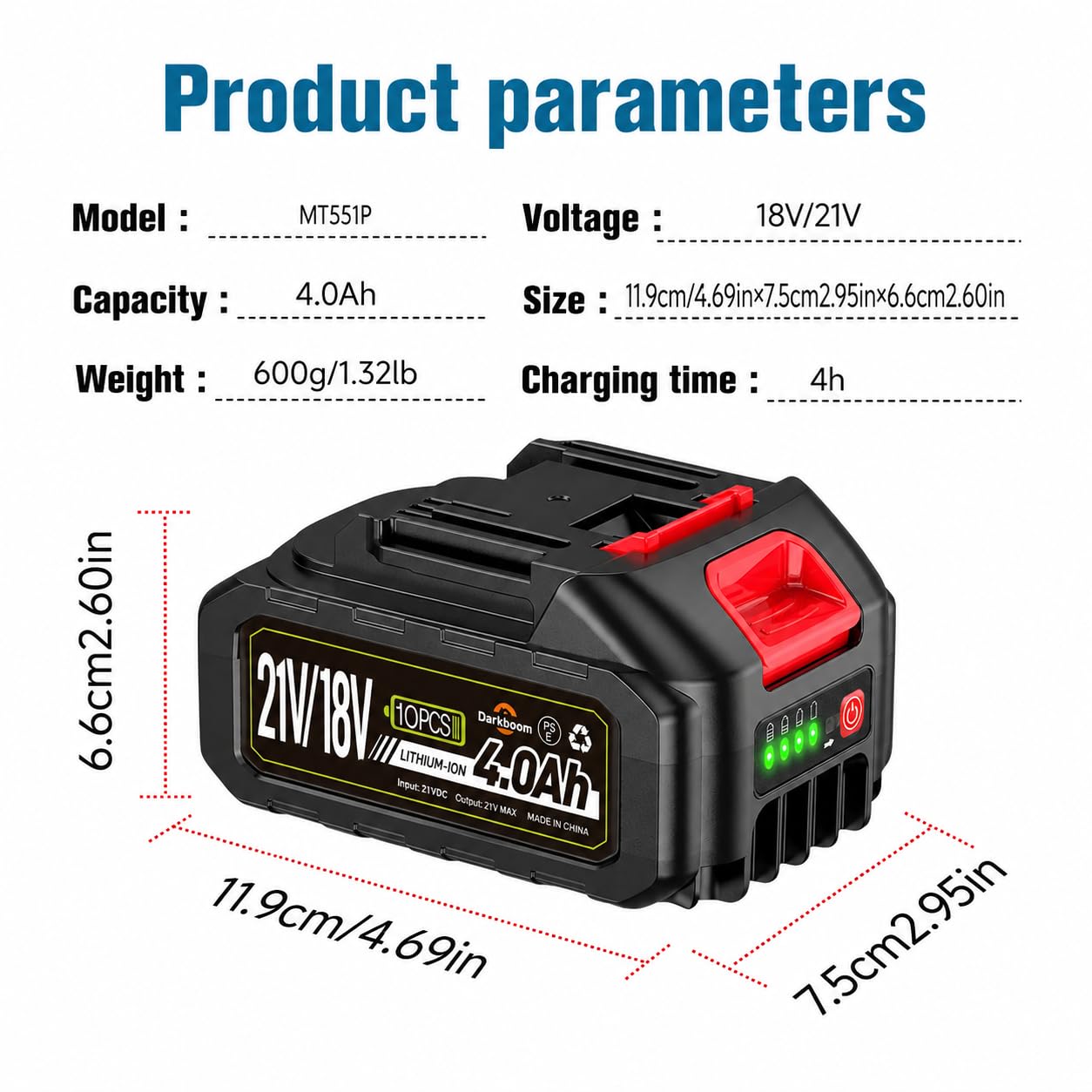 2 baterías de repuesto para Makita, batería de 4.0 Ah 4000 mAh para herramientas eléctricas de 18 V, 20 V, 21 V con un cargador de batería, batería compatible con herramientas Makita de 18 V, soplador