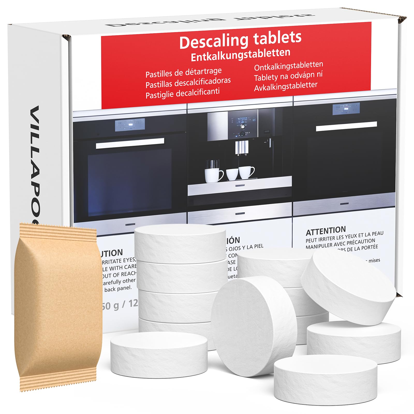 12 pastillas descalcificadoras compatibles con cafetera Miele, dispositivos, ingredientes seguros, fácil aplicación y durabilidad para vaporizador y horno #10178330