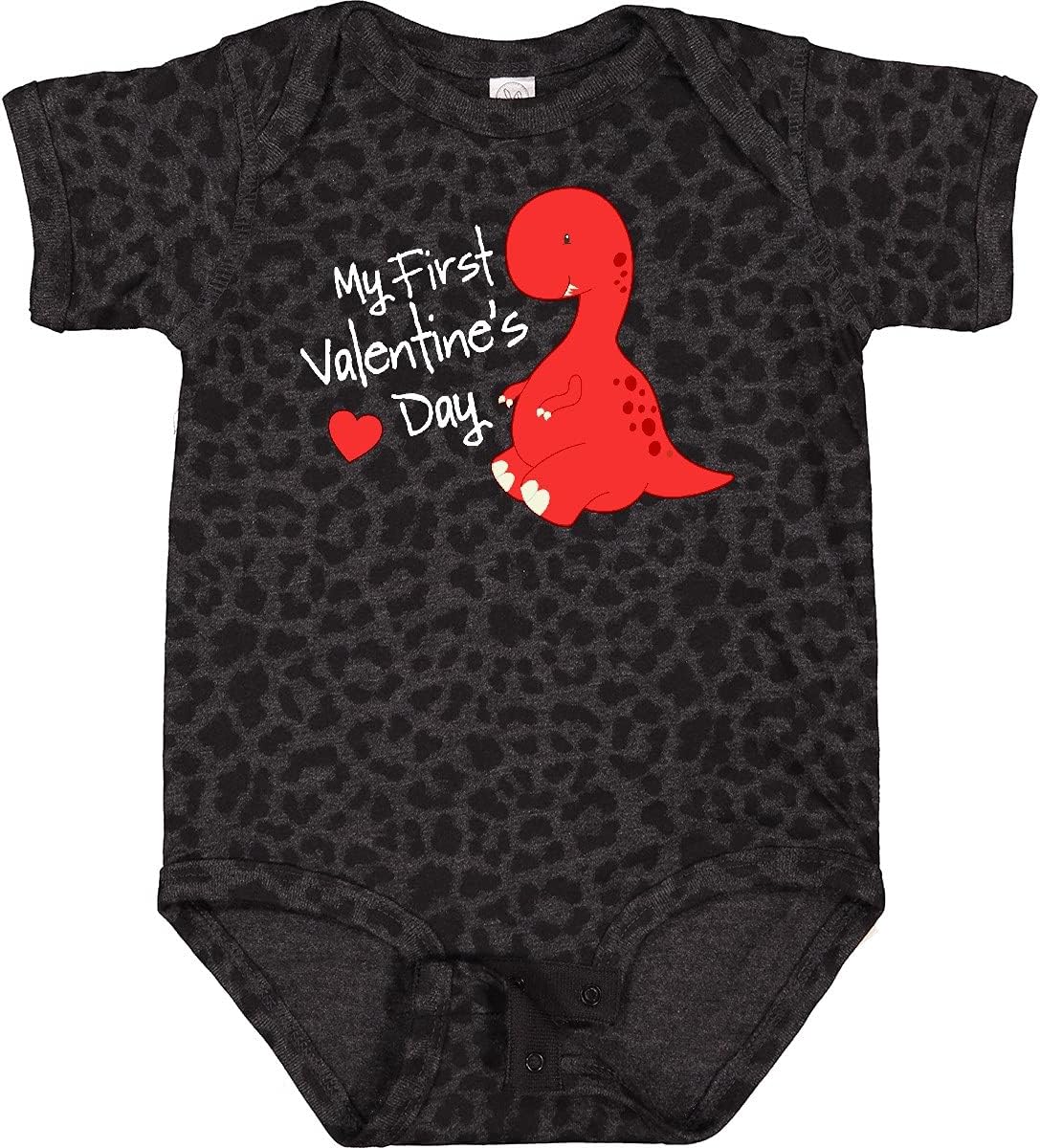 inktastic My First Valentine's Day Red Dinosaur with a Heart Baby Bodysuit