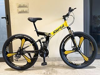 Appgrow 26T, Foldable 21 Speed Gear Cycle, 17 Inches Frame Folding Bike for Unisex-Adults with Disc Brake and Dual Suspens... Price In India