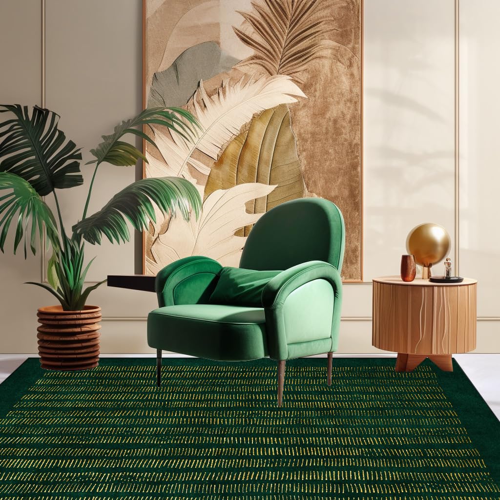 Tapis salon grand 180x250cm vert abstrait moderne pour chambre