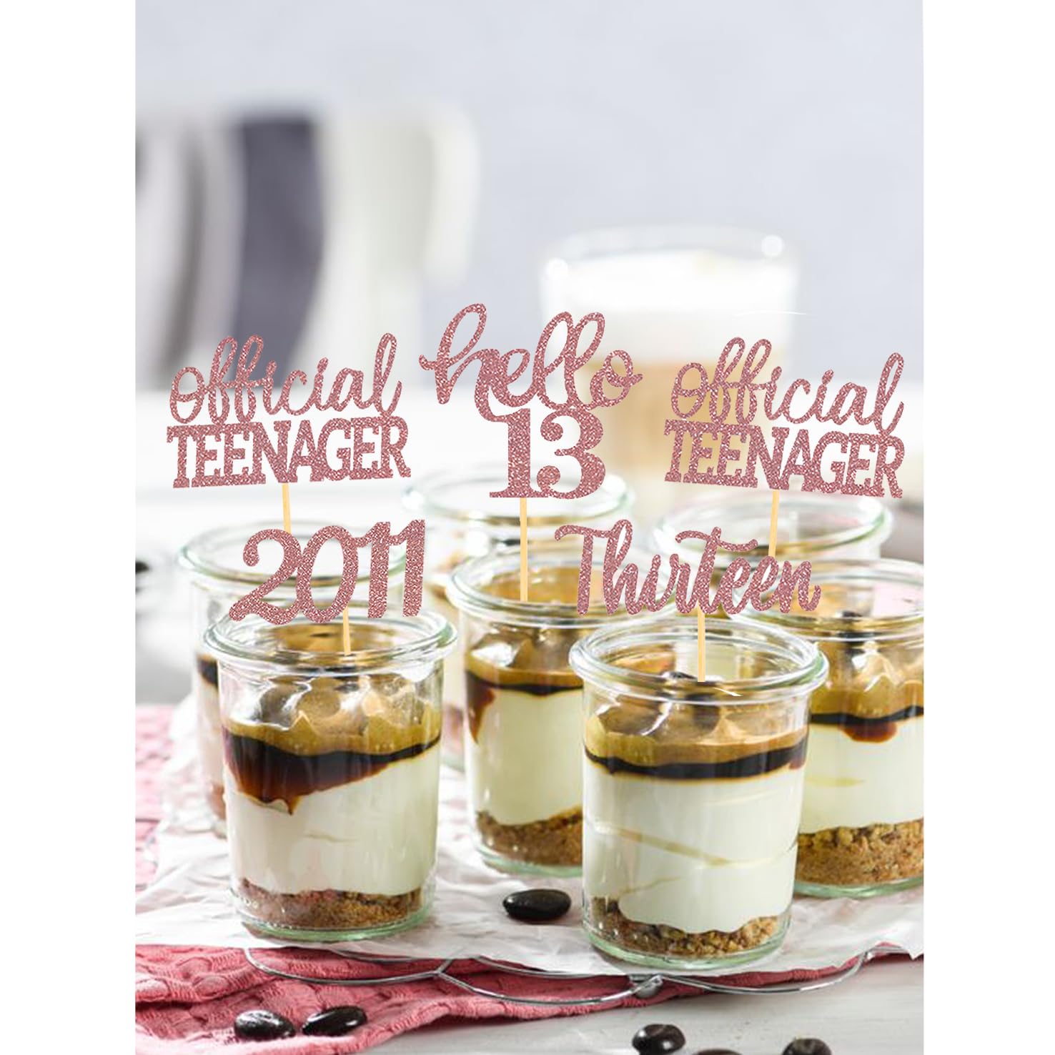 Kit 25 Decorazioni Per Torta 13° Compleanno – Nero Glitter, Con Topper E 24 Cupcake Topper, Per Ragazzi E Ragazze - 5