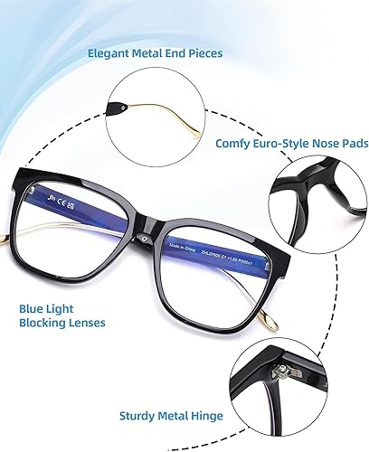Miniatura 5 de JM - Paquete de 3 lentes de lectura cuadrados clásicos para mujeres y hombres, retro a la moda, de gran tamaño, con bloqueo de luz azul