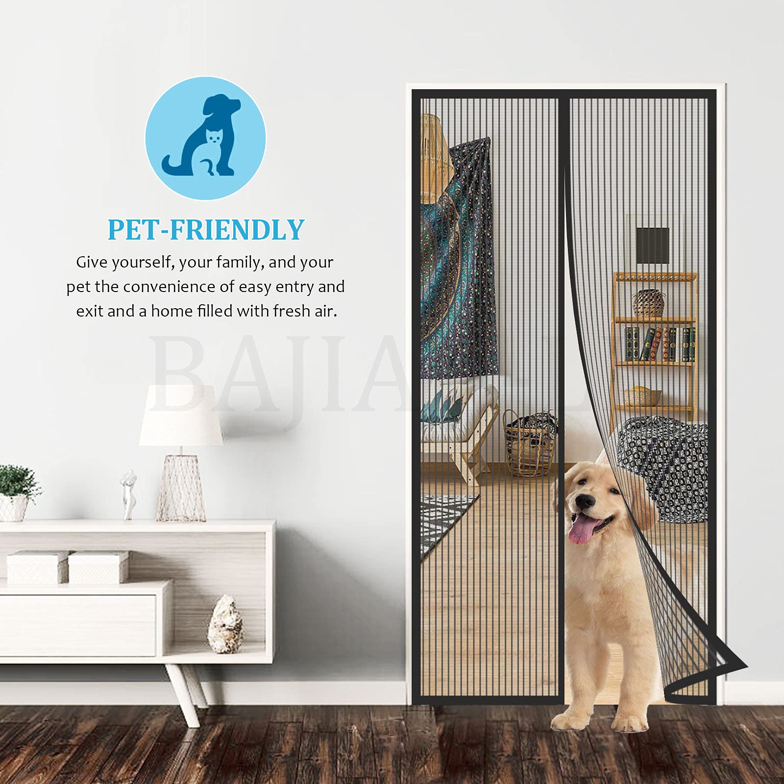 Magnetic Screen Door 75x185cm White Anti Mosquito Mesh Fly Curtain Seal Automatically Keep Insects Out Mosquito Door Screen Easy To Install Without Drilling