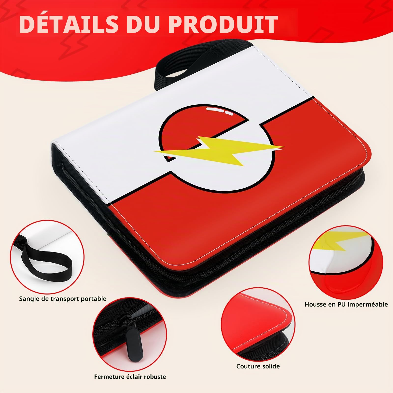 9 Poches Classeur Carte, Capacité de 50 Pages de 900 Cartes | Imperméable Album de Collection de Carte,Portable Album de Rangement de Cartes,Un Cadeau les Garçons et les Filles(9P-Rouge)