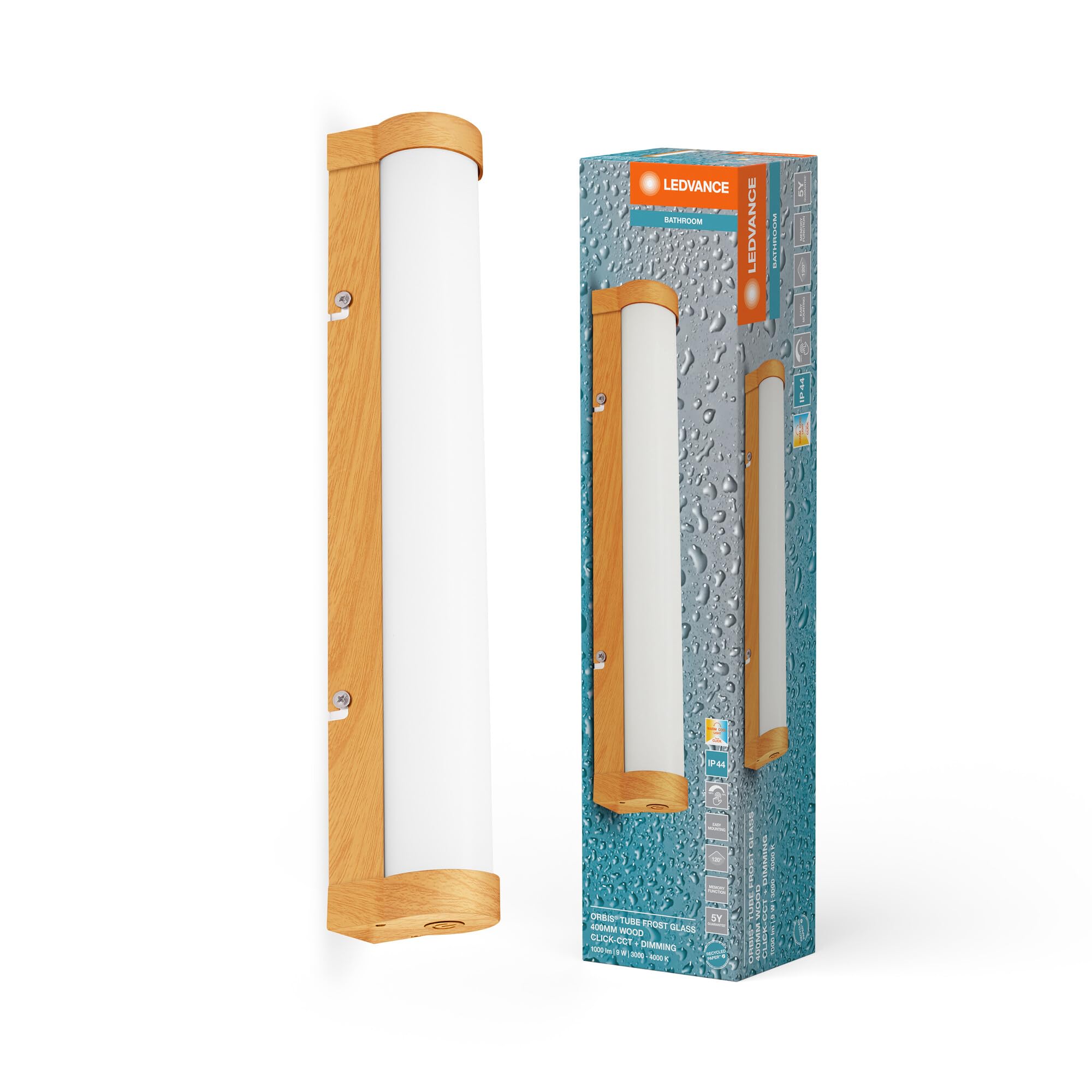 LEDVANCE ORBIS Applique miroir/applique Tube avec LED, décor verre