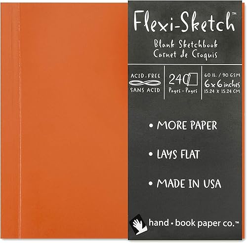 Speedball Art Products Flexi Sketch - Diario de artista en blanco, 6 x 6 pulgadas, mandarín