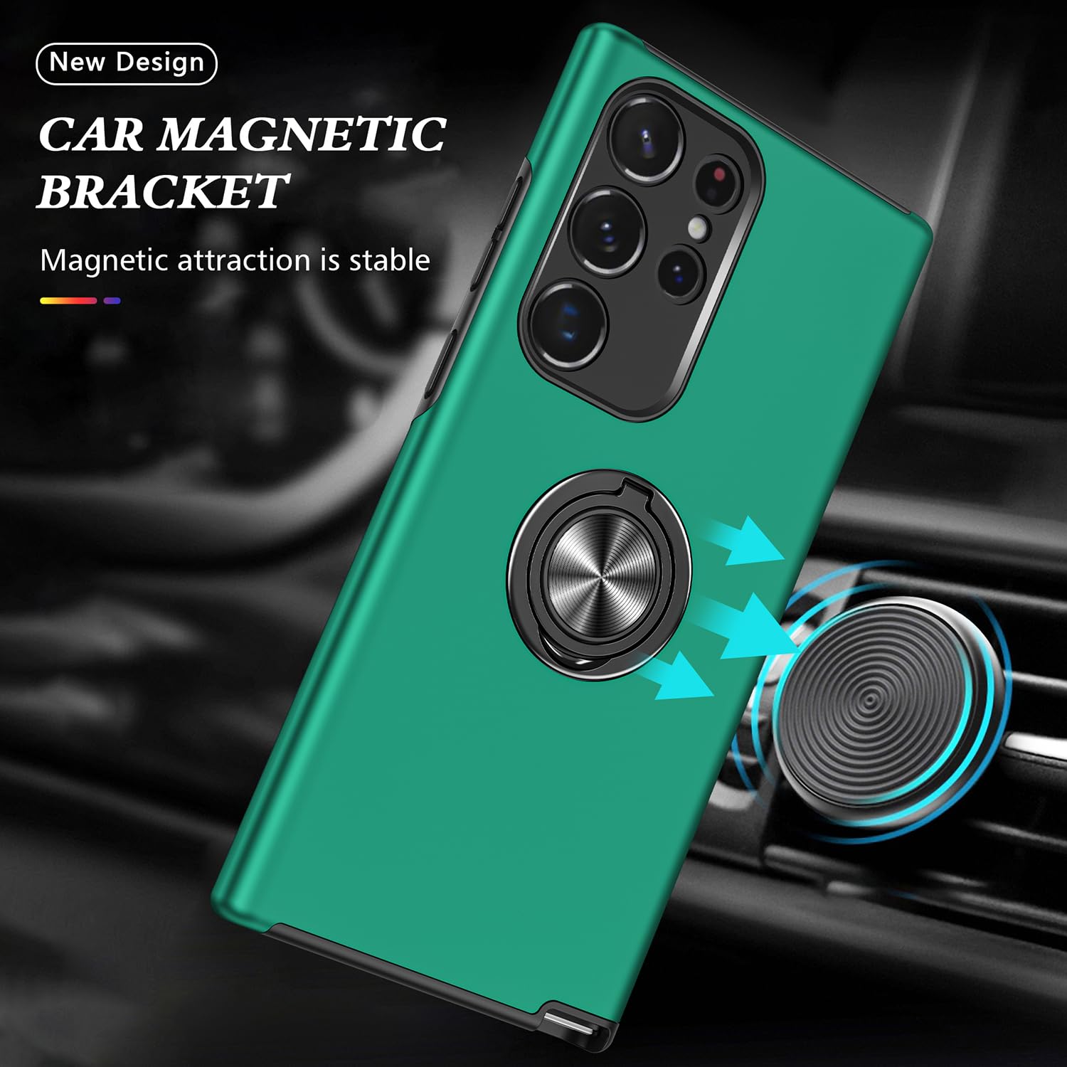 Funda para Galaxy S24 Ultra para Samsung S24 Ultra, de grado militar, a prueba de golpes, soporte de anillo integrado, soporte de coche, funda protectora resistente para Galaxy S24 Ultra (verde