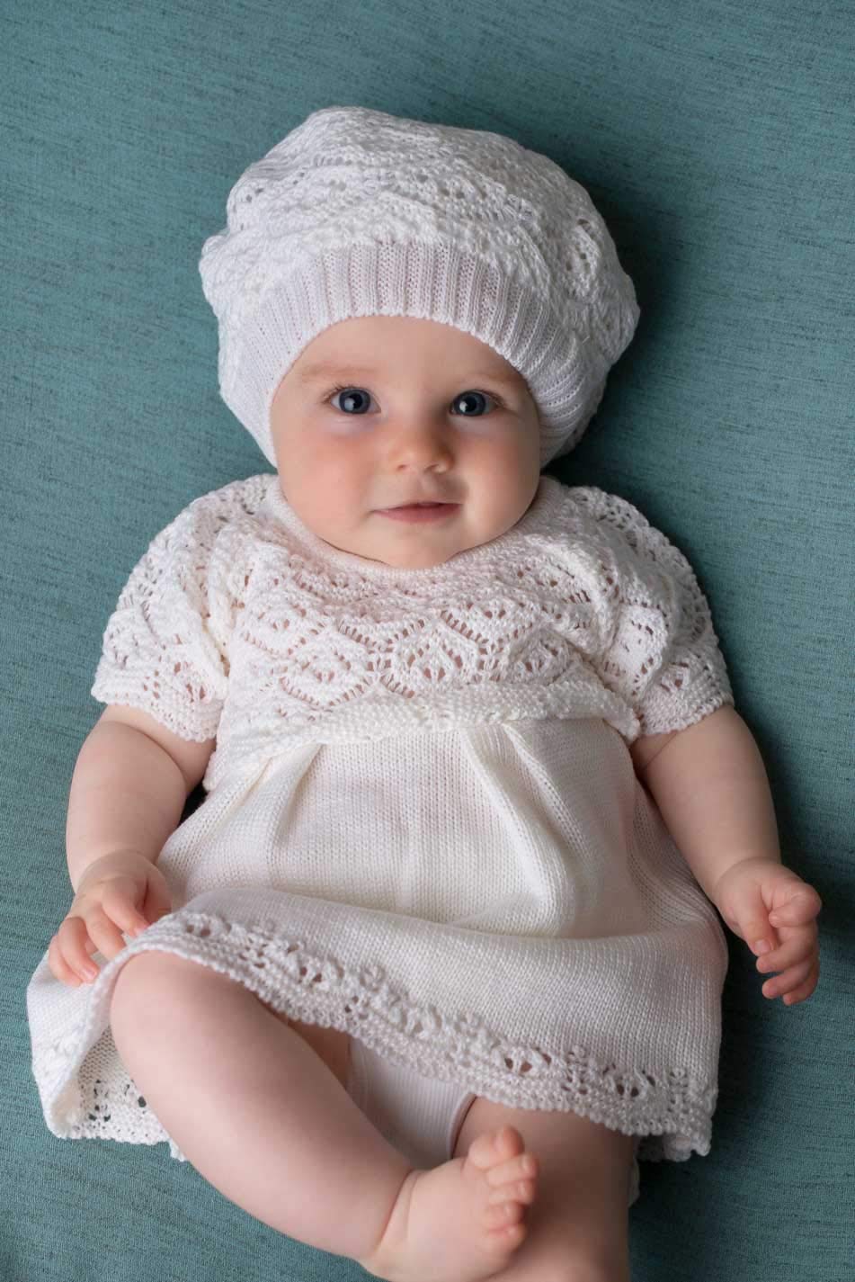 Ayana Edles Taufkleid Strickkleid Set 3 TLG Weiß (68)