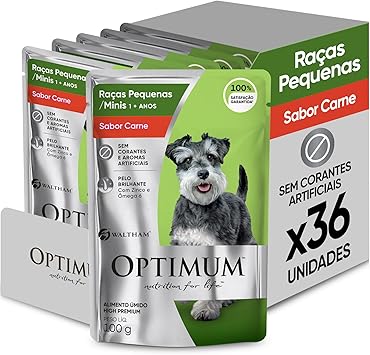 Pack Ração Úmida Optimum Sachê para Cães Adultos Raças Pequenas e Minis Sabor Carne 100g - 36 unidadaes Menor preço em Pack Ração Úmida Optimum Sachê para Cães Adultos Raças Pequenas e Minis Sabor Carne 100g - 36 unidadaes