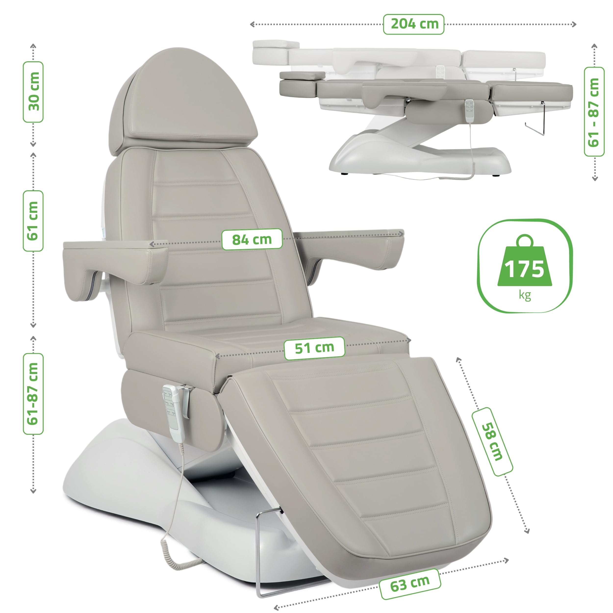 HABYS Kosmetikliege Elektrisch Leo PRO 4, Elektrische Massageliege (Grau)