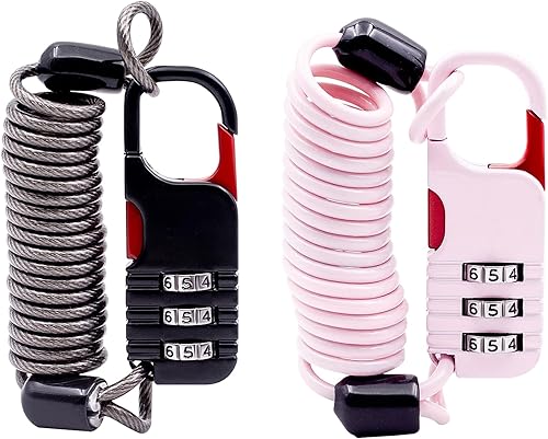 Cerradura de viaje con cable retráctil, cerraduras de cable delgadas con combinación, combinación de candado pequeño, para equipaje, maleta,