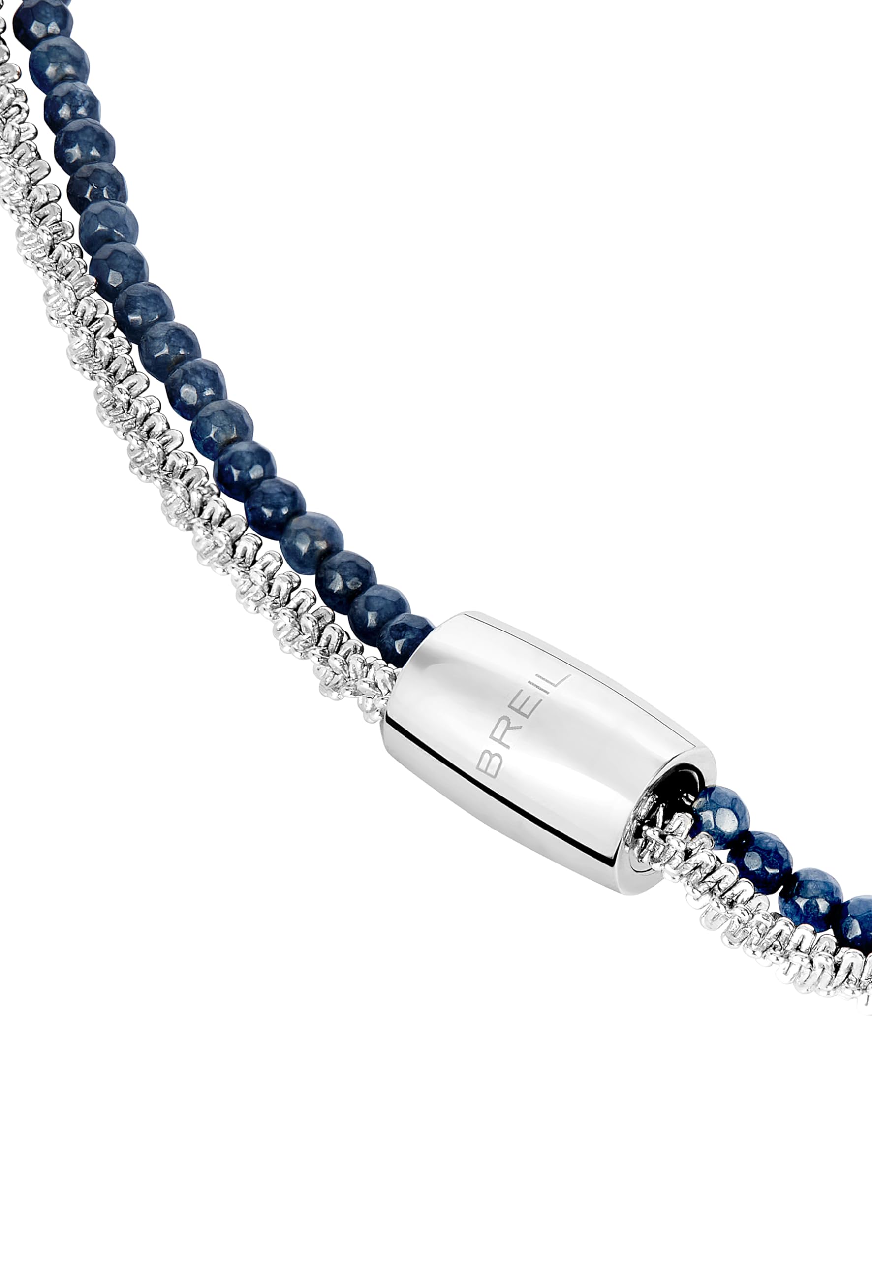 Breil, Collezione Magnetica System, Kit Bracciale e Collana Uomo Overseas, Set Gioielli Uomo con Pietre Agata Blu Oltremare, Chiusura Magnetica, Bracciale 19,5 cm e Collana 45 cm, Idea Regalo Uomo