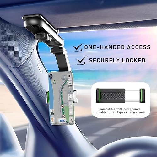 Miniatura 4 de Soporte giratorio y retráctil para teléfono de coche  1080 multifunción parasol universal 360 giratorio soporte móvil para espejo retrovisor del