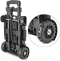 Vista 5 de Carretilla de Mano Plegable Pequeña, Carrito Utilitario Plegable con 4 Ruedas y 2 Cuerdas Elásticas, Carrito Plegable, Carretilla Mochila