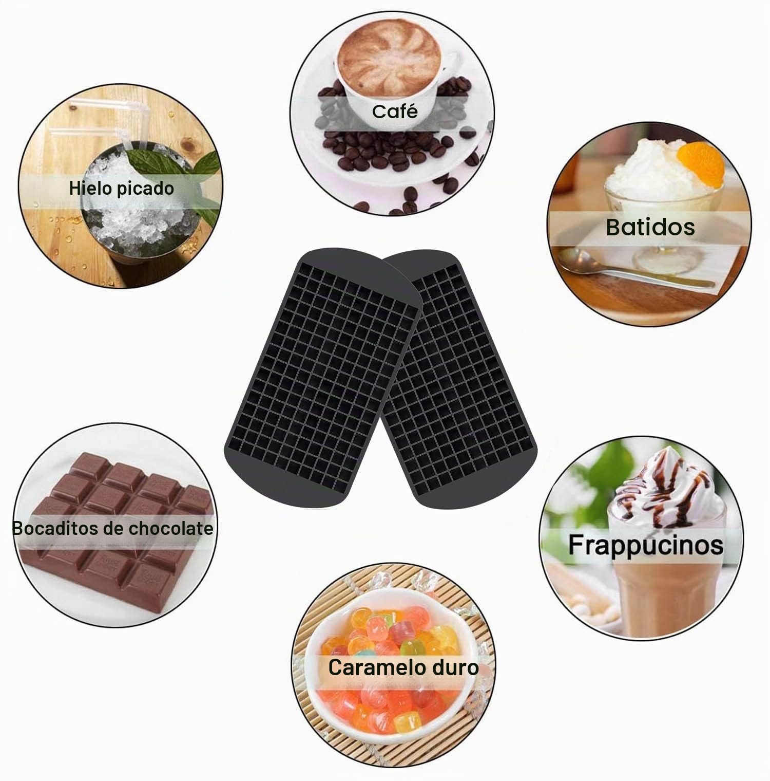 Mini Moldes para Cubitos de Hielo de Silicona, Cubiteras para 160 Cubitos, Hielo de 1 cm, Apilable