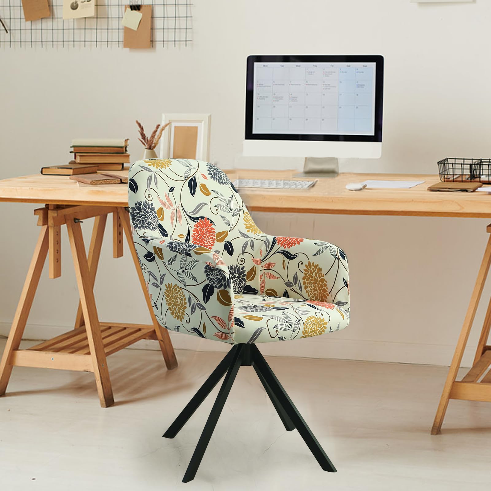 Lot de 2/4 Housses de Chaise Extensibles Pour Bureau, Ordinateur, Pivotante - Universelles Avec Accoudoirs, Amovibles et Lavables - Pour Maison, Salon, Salle