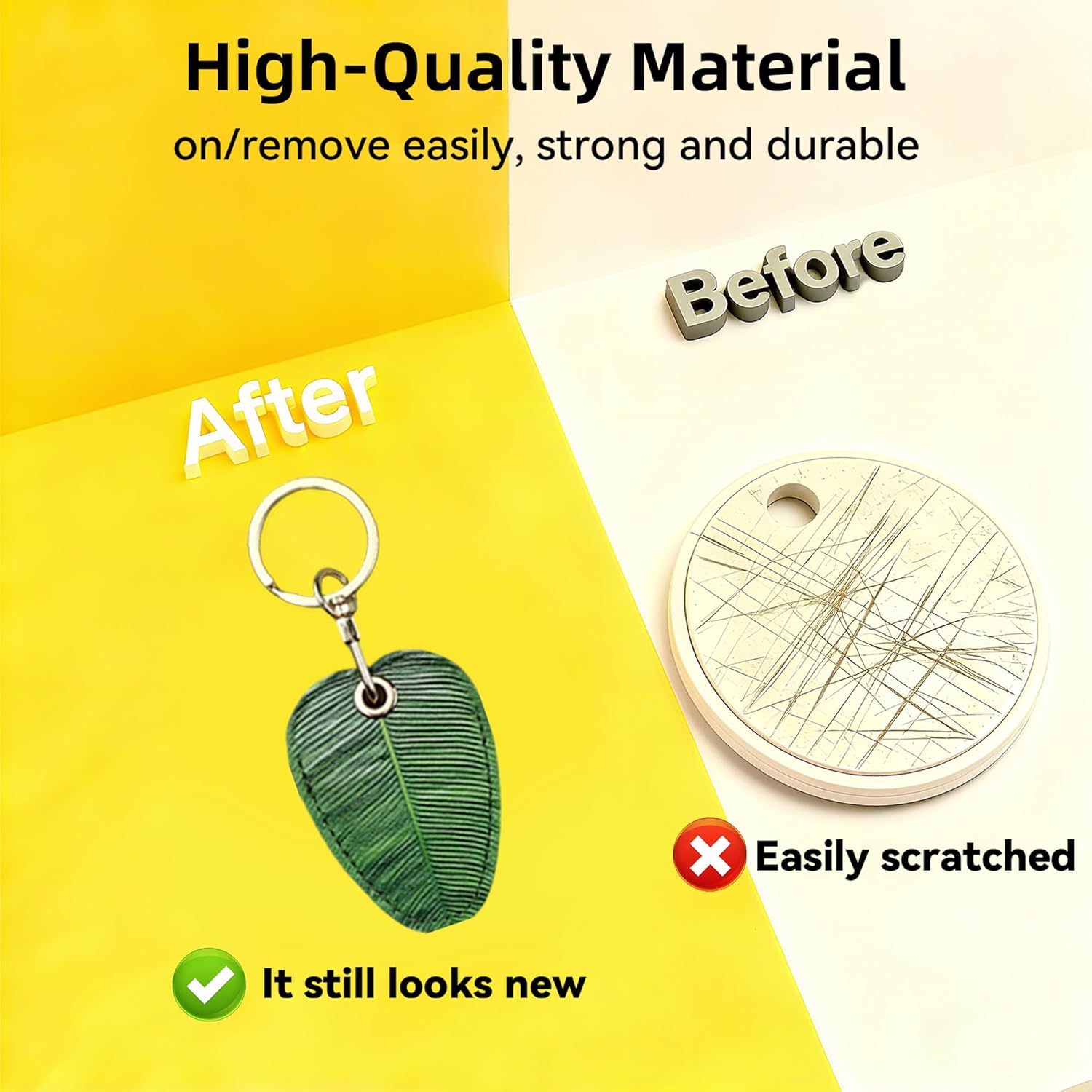 For AirTag Keychain cute, Hidden Cute Air Tag holder with Keychain Ring Leather Case for Keys, Bag, Pets - Image 4