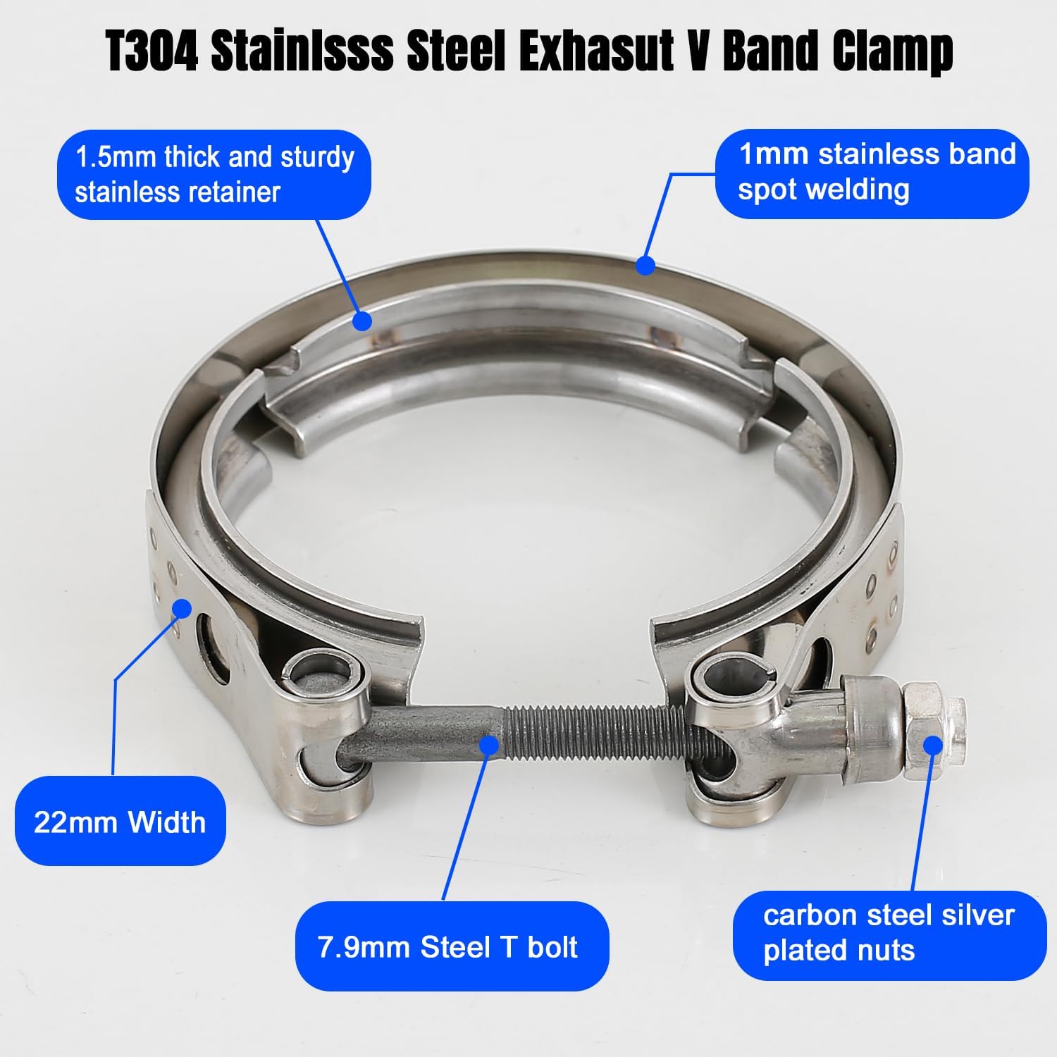 3.5 Inch Exhaust V band Clamp for Flange Kits Stainless Steel(No Flanges) | Easy of assembly
