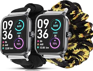 IDW13,IDW16,IDW19 Smartwatch Bands, Lamshaw 22mm Fabric Elastic Scrunchie Elastic Women Cute Replacement Straps Compatible for TOOBUR,TEMINICE,VRPEFIT,Konitee,Gydom,Faweio IDW13 Watch / Woneligo W3 / TOOBUR,Faweio IDW16 Watch / MILOUZ,Amzhero,A-TGTGA,TOOBUR IDW19 Watch