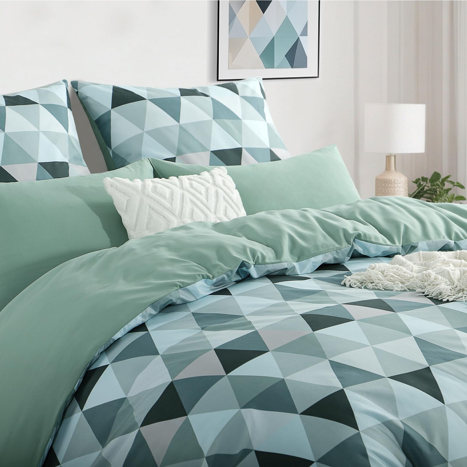 RUIKASI Beddengoed, 200 x 200 cm, 3-delig, wit - beddengoedset 200 x 200 cm met polka dot patroon, beddengoedset 200x200cm van microvezel met ritssluiting, zacht en strijkvrij